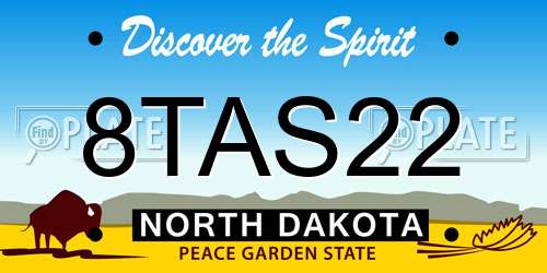 8TAS22 North Dakota License Plate