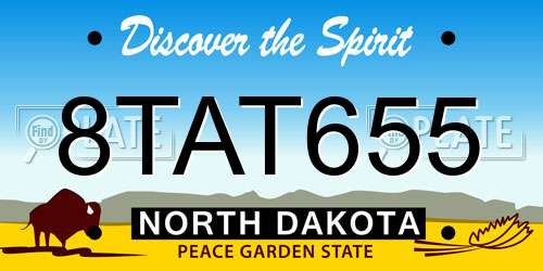 8TAT655 North Dakota License Plate