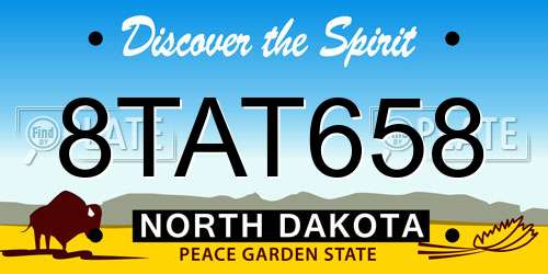 8TAT658 North Dakota License Plate
