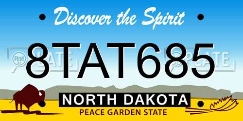 8TAT685 North Dakota License Plate