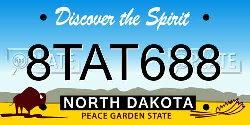 8TAT688 North Dakota License Plate