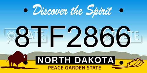 8TF2866 North Dakota License Plate