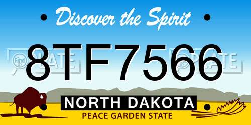 8TF7566 North Dakota License Plate