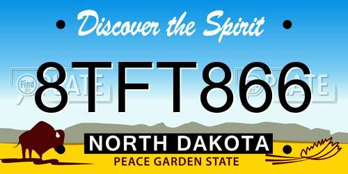 8TFT866 North Dakota License Plate
