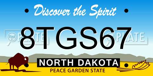8TGS67 North Dakota License Plate