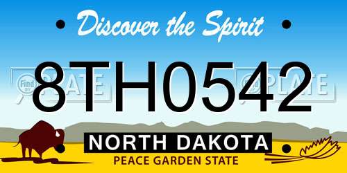 8TH0542 North Dakota License Plate