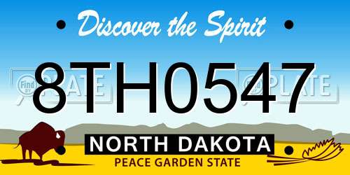 8TH0547 North Dakota License Plate