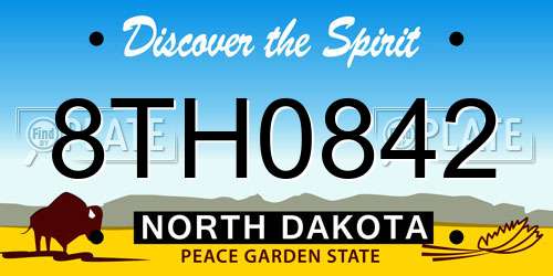 8TH0842 North Dakota License Plate