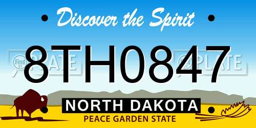 8TH0847 North Dakota License Plate