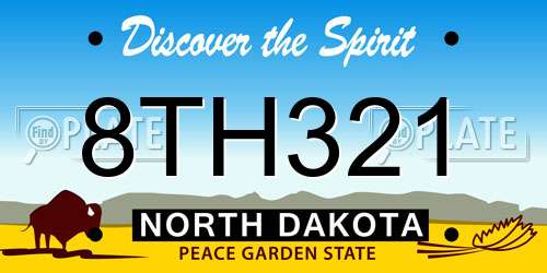 8TH321 North Dakota License Plate