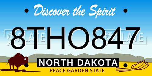 8THO847 North Dakota License Plate