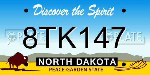 8TK147 North Dakota License Plate