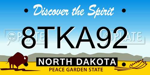 8TKA92 North Dakota License Plate