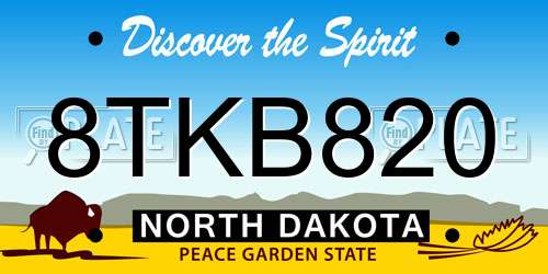 8TKB820 North Dakota License Plate