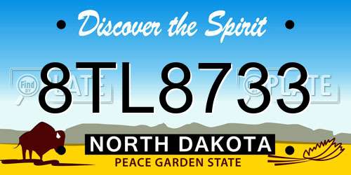 8TL8733 North Dakota License Plate