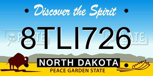 8TLI726 North Dakota License Plate