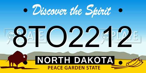 8TO2212 North Dakota License Plate