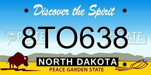 8TO638 North Dakota License Plate