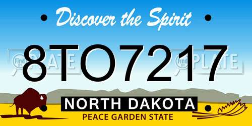 8TO7217 North Dakota License Plate
