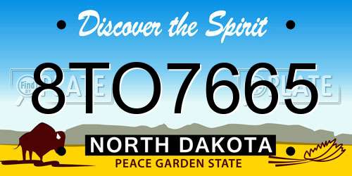 8TO7665 North Dakota License Plate