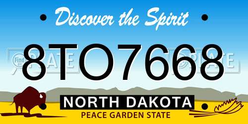 8TO7668 North Dakota License Plate