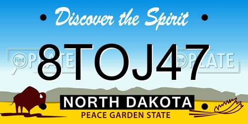 8TOJ47 North Dakota License Plate