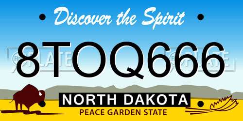 8TOQ666 North Dakota License Plate