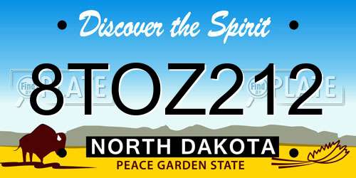 8TOZ212 North Dakota License Plate
