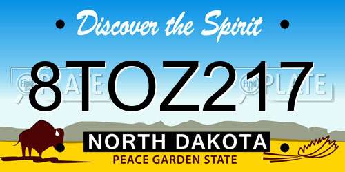 8TOZ217 North Dakota License Plate