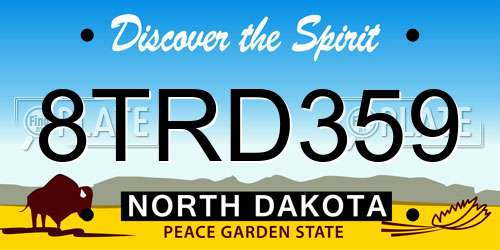 8TRD359 North Dakota License Plate