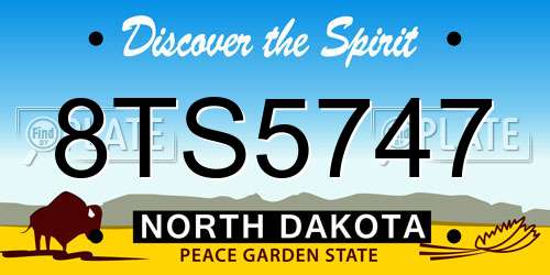 8TS5747 North Dakota License Plate