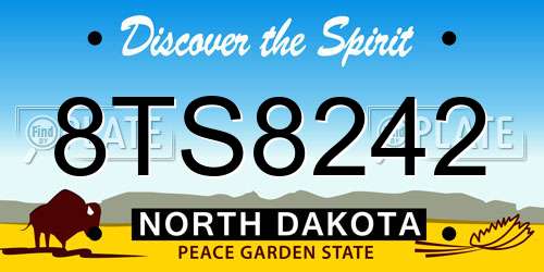 8TS8242 North Dakota License Plate
