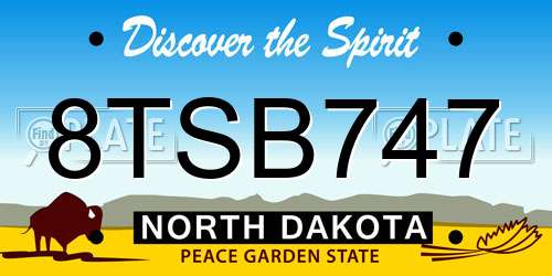 8TSB747 North Dakota License Plate