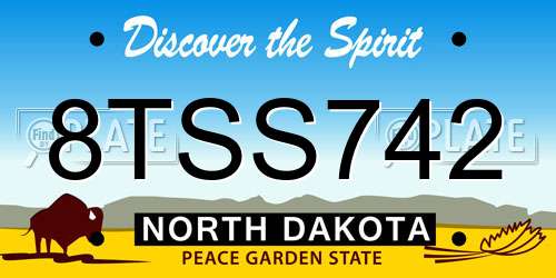 8TSS742 North Dakota License Plate