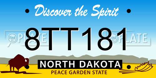 8TT181 North Dakota License Plate