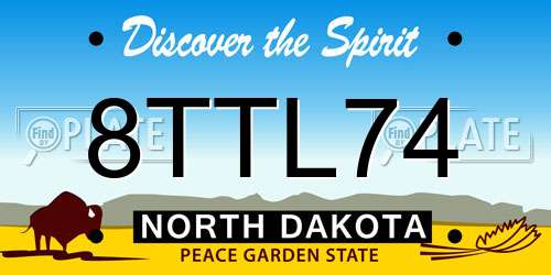 8TTL74 North Dakota License Plate