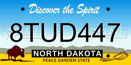 8TUD447 North Dakota License Plate