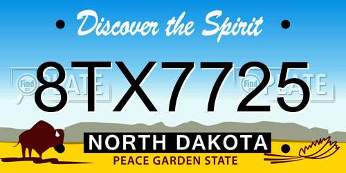 8TX7725 North Dakota License Plate