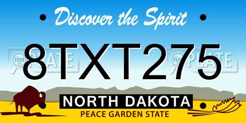 8TXT275 North Dakota License Plate