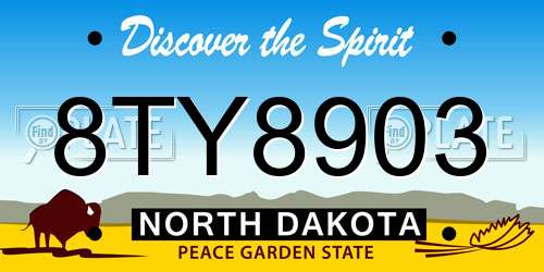 8TY8903 North Dakota License Plate