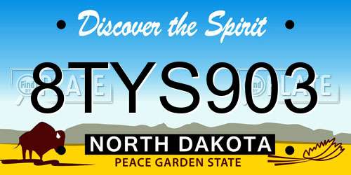 8TYS903 North Dakota License Plate