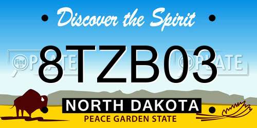 8TZB03 North Dakota License Plate
