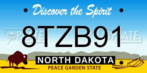 8TZB91 North Dakota License Plate