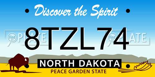 8TZL74 North Dakota License Plate
