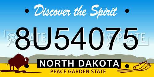 8U54075 North Dakota License Plate