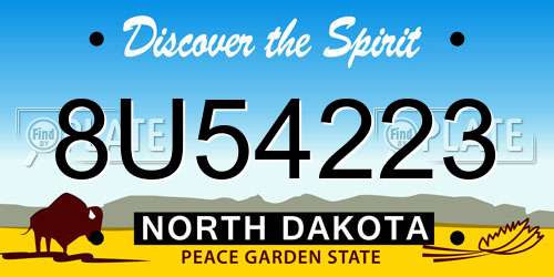 8U54223 North Dakota License Plate