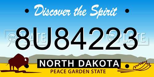 8U84223 North Dakota License Plate