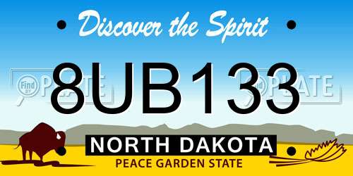 8UB133 North Dakota License Plate