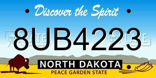 8UB4223 North Dakota License Plate