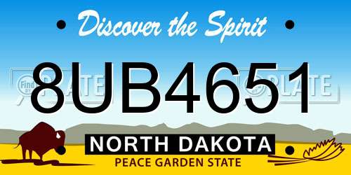 8UB4651 North Dakota License Plate